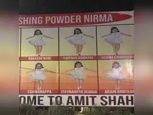 BRS Installs Derogatory Poster in Hyderabad Targeting BJP with Nirma Girl Morphed Images